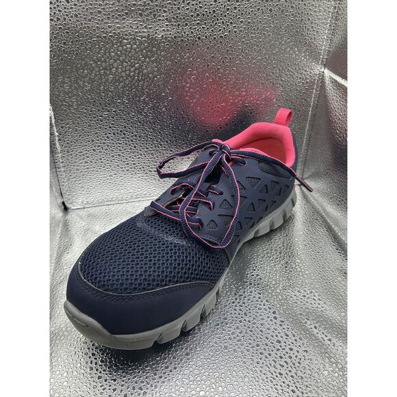 Reebok Sublite Alloy Toe Work Shoes Men's 11 Women's 12 Navy With Pink Trim - Picture 13 of 16